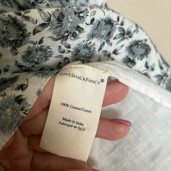 LoveShackFancy Paris Dandelion Print Long Puff Sleeve Ruffle Mini Dress 4 - Picture 10 of 11